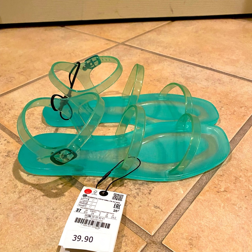 Zara turquoise jelly sandals, size 6.5 - NWT